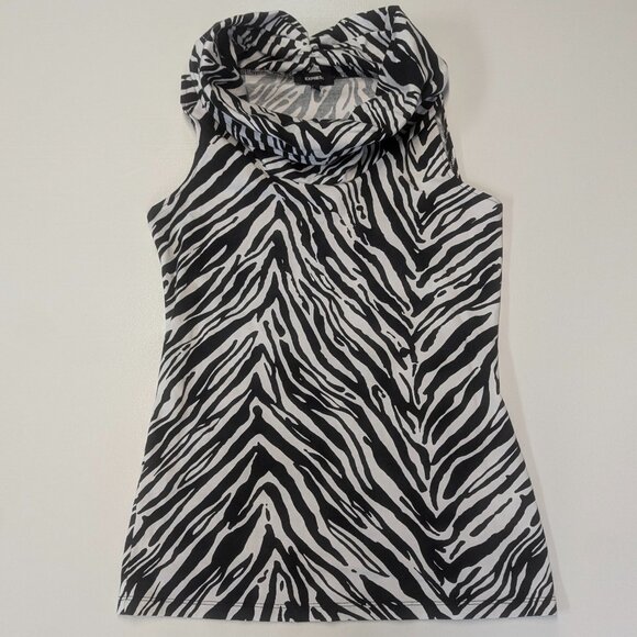 Express Size Medium Sleeveless Cowlneck in Zebra Print - Picture 8 of 16